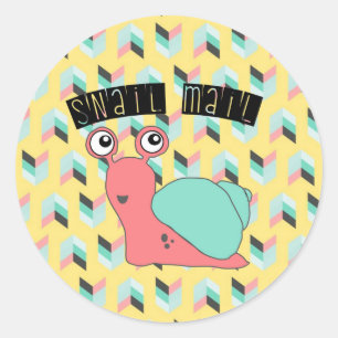 Rond Sticker Snail Mail - design géométrique contempora