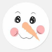 Sticker Snowman Face Classic Round