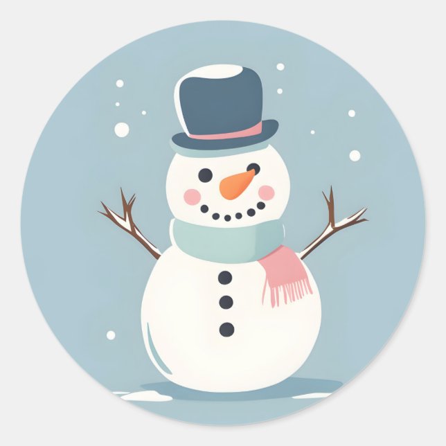Rond Sticker Snowman mignon (Devant)
