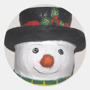 Rond Sticker Snowman très mignon