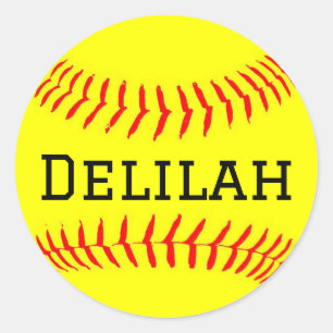 Rond Sticker Softball avec personnalisation de nom