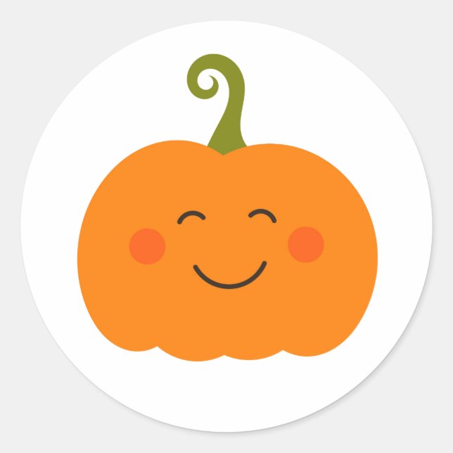 Rond Sticker souriant citrouille mignon (Devant)