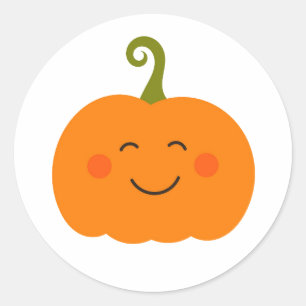 Rond Sticker souriant citrouille mignon