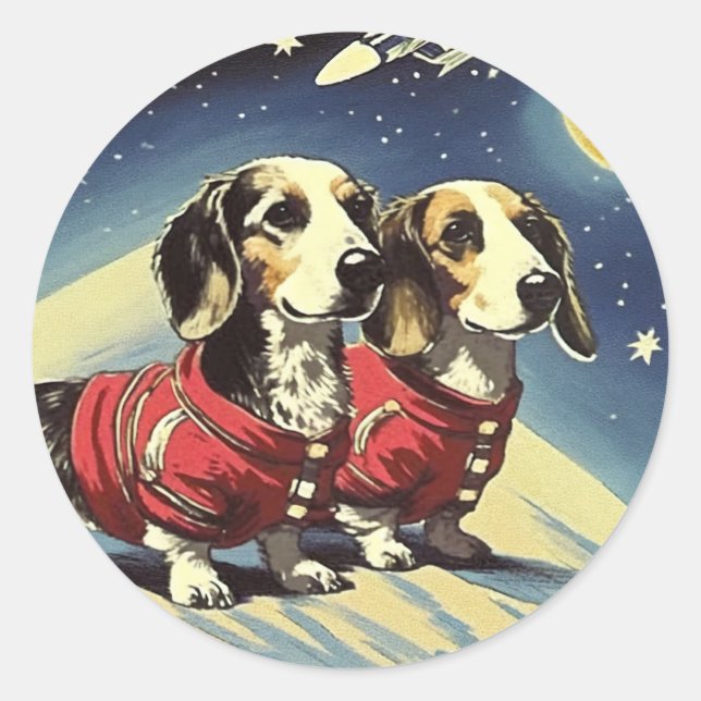 Rond Sticker Space Dachshund (Devant)