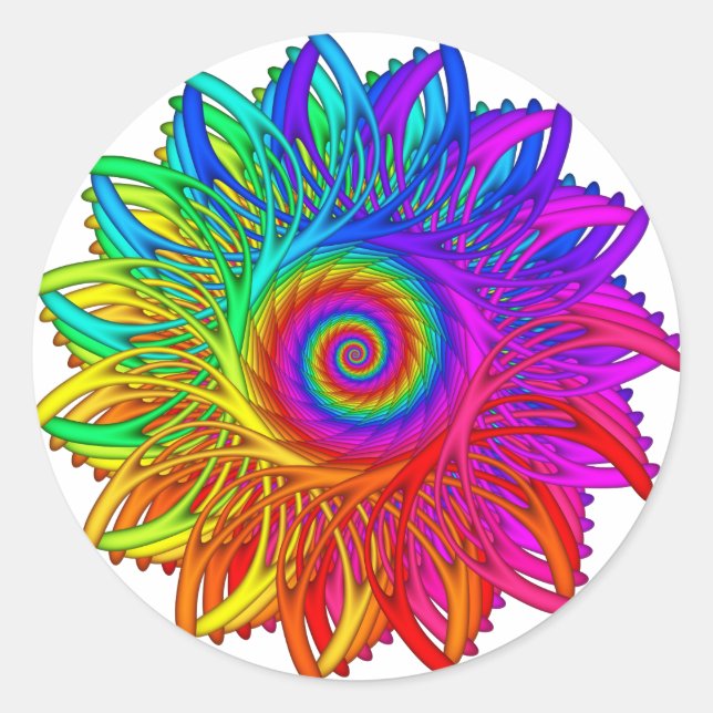 Rond Sticker spiral arc-en-ciel psychédélique (Devant)