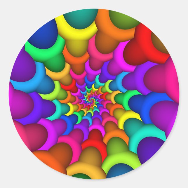Rond Sticker spiral arc-en-ciel psychédélique (Devant)