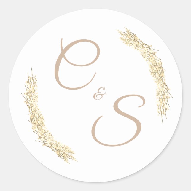 Rond Sticker stationnaire Monogrammé pour mariage d'hiv (Devant)