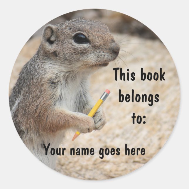 Rond Sticker Sticker Squirrel Writer (Devant)