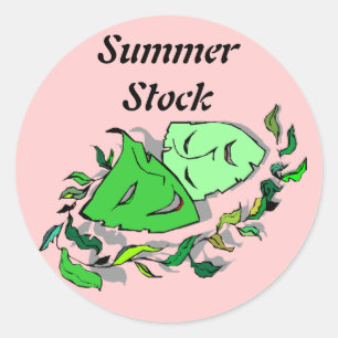 Rond Sticker Stock d'été Comédie Tragédie Théâtre rose