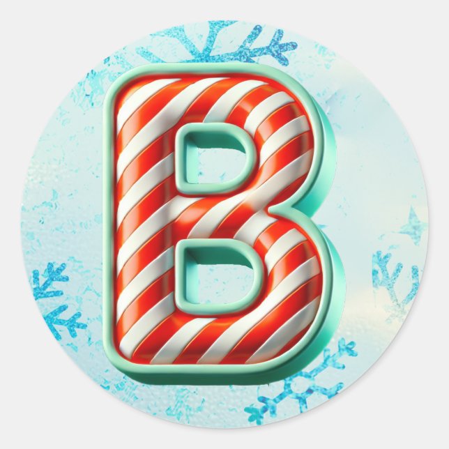 Rond Sticker sucre de canne Noël "B", Stripes Festives (Devant)