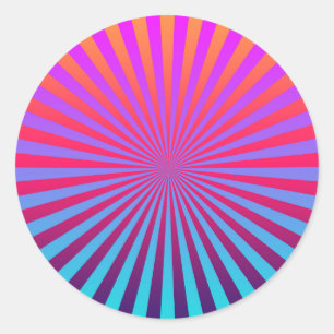 Rond Sticker super Psychédélique Sunburst