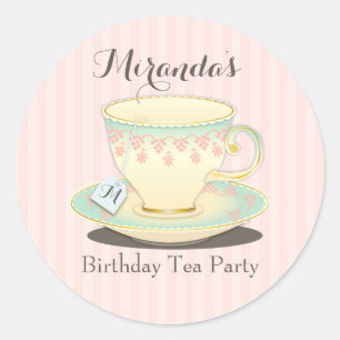 Rond Sticker Sweetchic Anniversaire Teacup Tea Party