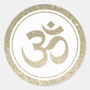 Rond Sticker SYMBOLE parties scintillant Om