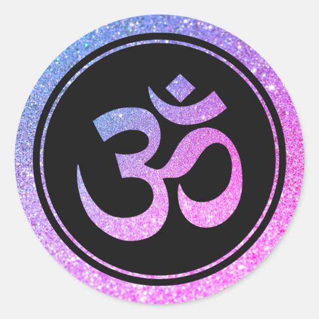 Rond Sticker SYMBOLE parties scintillant Om (Devant)