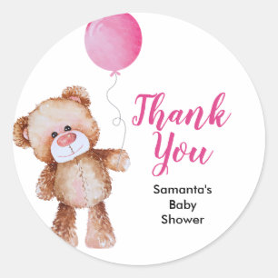 Rond Sticker Teddy Bear Girl Baby shower Classic Round