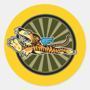 Rond Sticker Tiger Volant