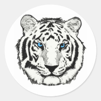 Rond sticker tigre blanc