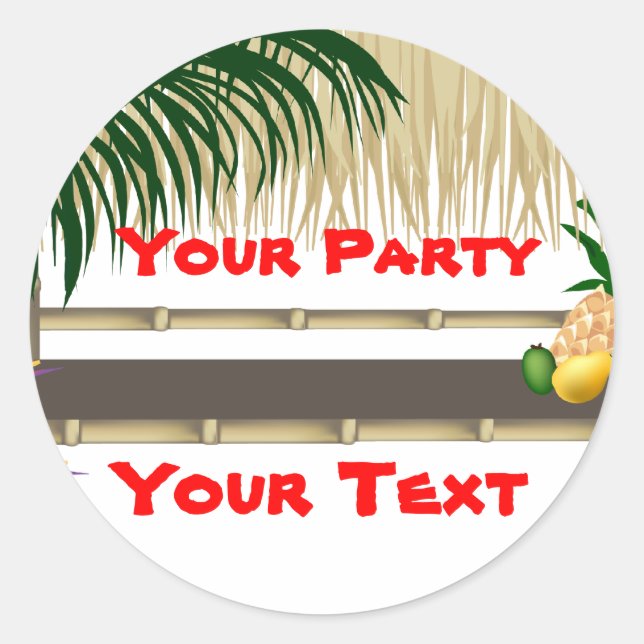 Rond Sticker Tiki Hut Party Tropical 2 (Devant)