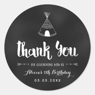Rond Sticker Tipi Personnalisé Anniversaire de enfant P