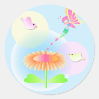 Rond Sticker tournesol et papillon