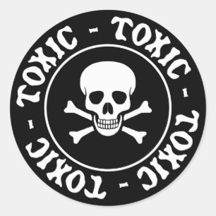 Rond Sticker toxique pour le crâne et les os croisés