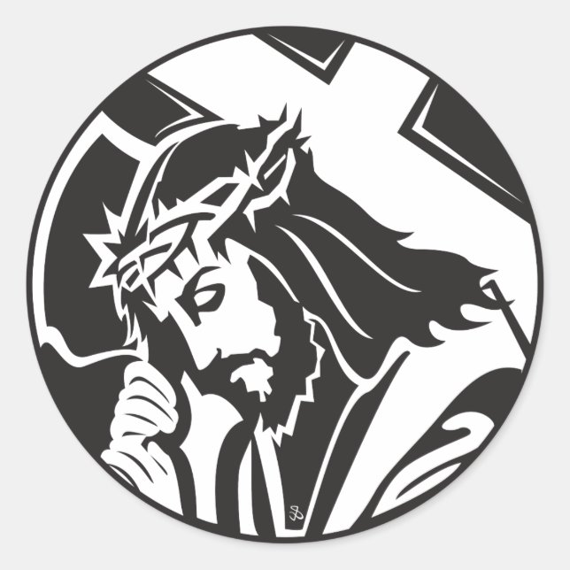 Rond Sticker transportant Jésus (Devant)