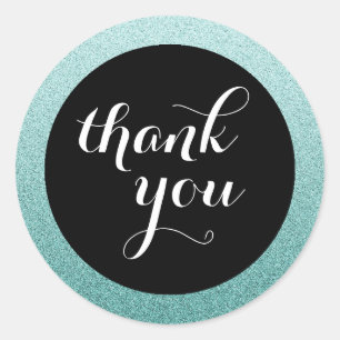 Rond Sticker turquoise Faux Parties scintillant Merci F
