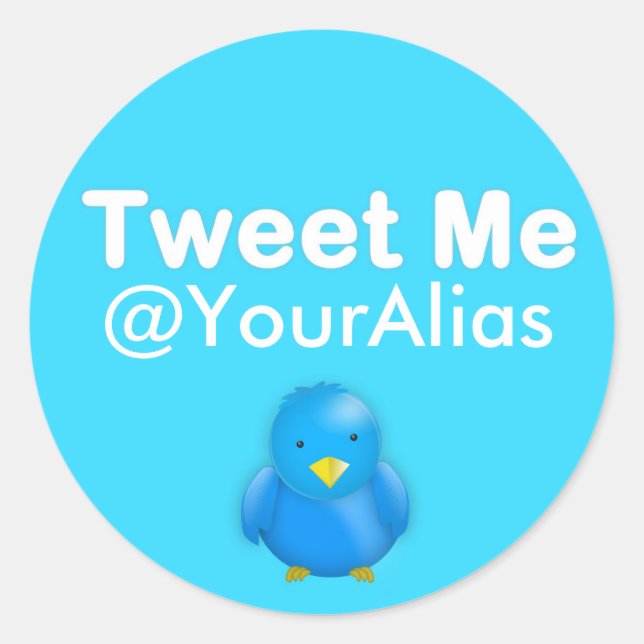 Rond Sticker Twitter : Tweetez-moi @YourAlias (Devant)