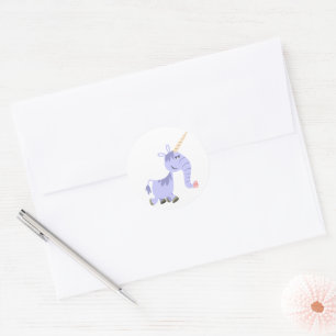 Rond Sticker Unicorn Carton Curte Inhabituel