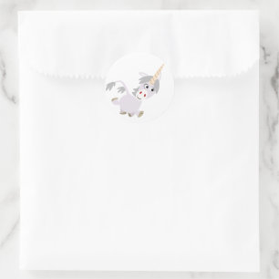 Rond Sticker Unicorn Carton Facétieux