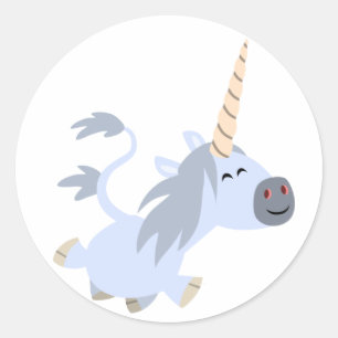 Rond Sticker Unicorn Carton Trotting