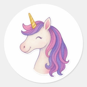 Rond Sticker Unicorn souriant Imaginaire lunaire