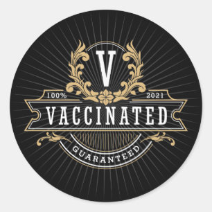 Rond Sticker vacciné Emblème royal VAX'd