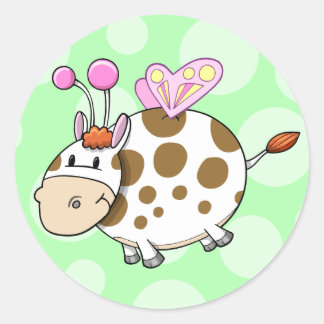 Rond Sticker Vache Fée Cute