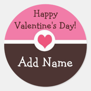 Rond Sticker Valentin rose et Brown personnalisé