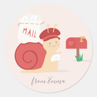 Rond Sticker Valentine Mail Snail