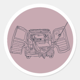 Rond Sticker Van Life rose