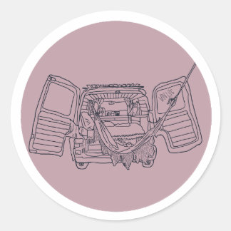Rond Sticker Van Life rose