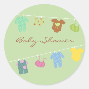 Rond Sticker vert Baby shower neutre