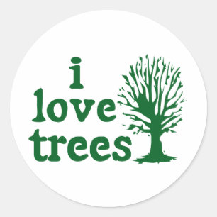 Rond Sticker vert et blanc I Love Trees