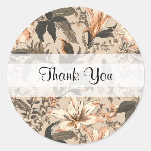 Rond Sticker vintage à Merci floral