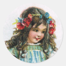 Sticker vintage Farm Girl portant des fleurs