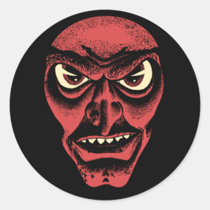 Rond Sticker vintage Halloween Demon ou Witch