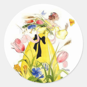 Rond Sticker vintage Lady du jardin Atteindre pour papi