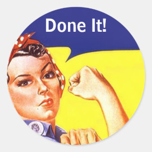 Rond Sticker Vintage Rosie Le Riveter L'A Fait ! OU?