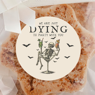 Rond Sticker vintage Skeleton Halloween Party