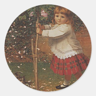 Rond Sticker Vintage Victorian Girl Plaid Jupe Tatt
