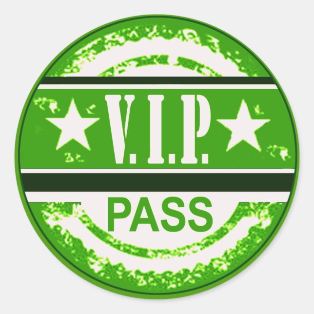 Rond Sticker VIP Pass Party (vert) (Devant)