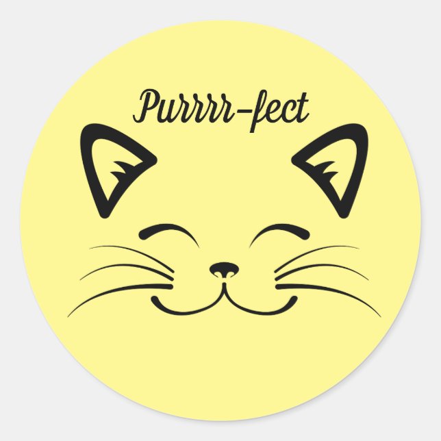 Rond Sticker Visage Chat Purr-fect (Devant)