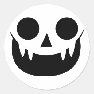 Rond Sticker Visage Citrouille Vampire mignon